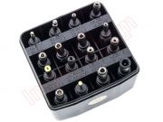 Kit / set of 16 connectors for chargers / power supplies with interchangeable tips / pins
